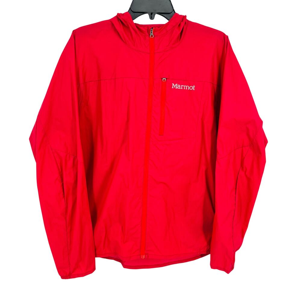 Marmot Pertex Quantum Air Hooded Windbreaker Jacket Mens Size Small Red